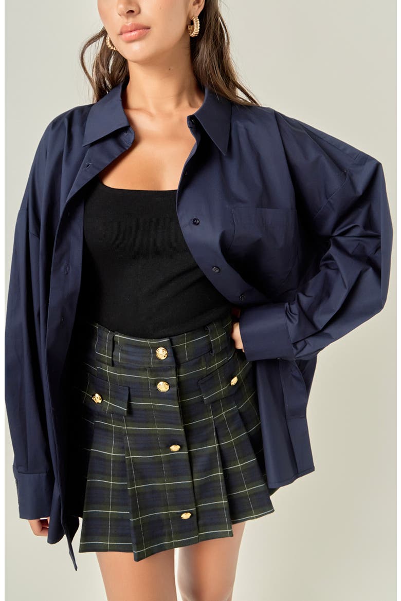 Oversize Button-Up Shirt, Alternate, color, NAVY