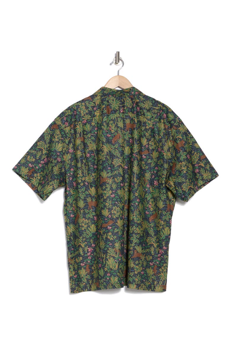 It's a Jungle Short Sleeve Cotton Button-Up Shirt, Alternate, color, BLACK