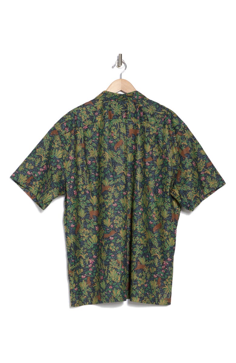 Tori Richard It's a Jungle Short Sleeve Cotton Button-Up Shirt, Alternate, color, Black