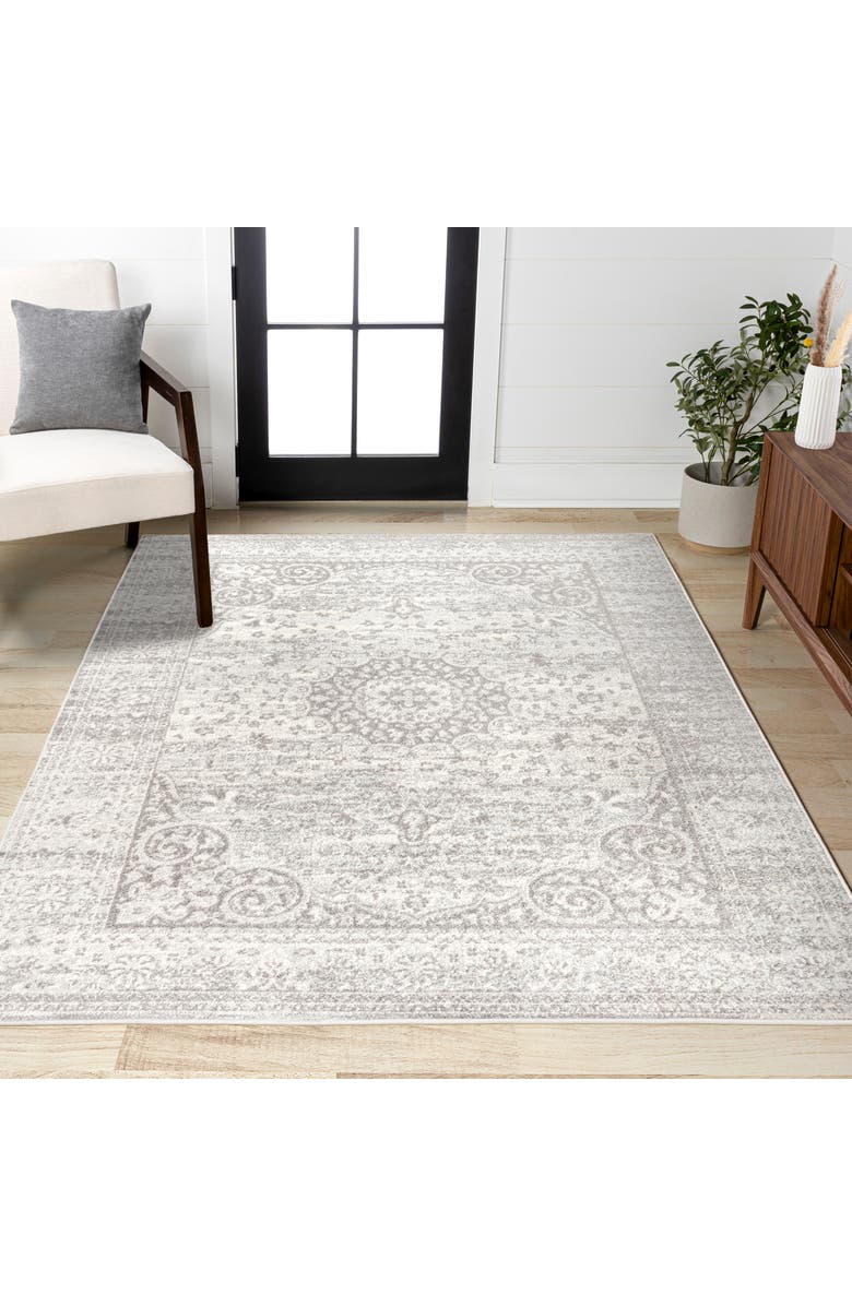 JONATHAN Y Scala Ornate Bohemian Medallion Area Rug, Alternate, color, Gray/Cream
