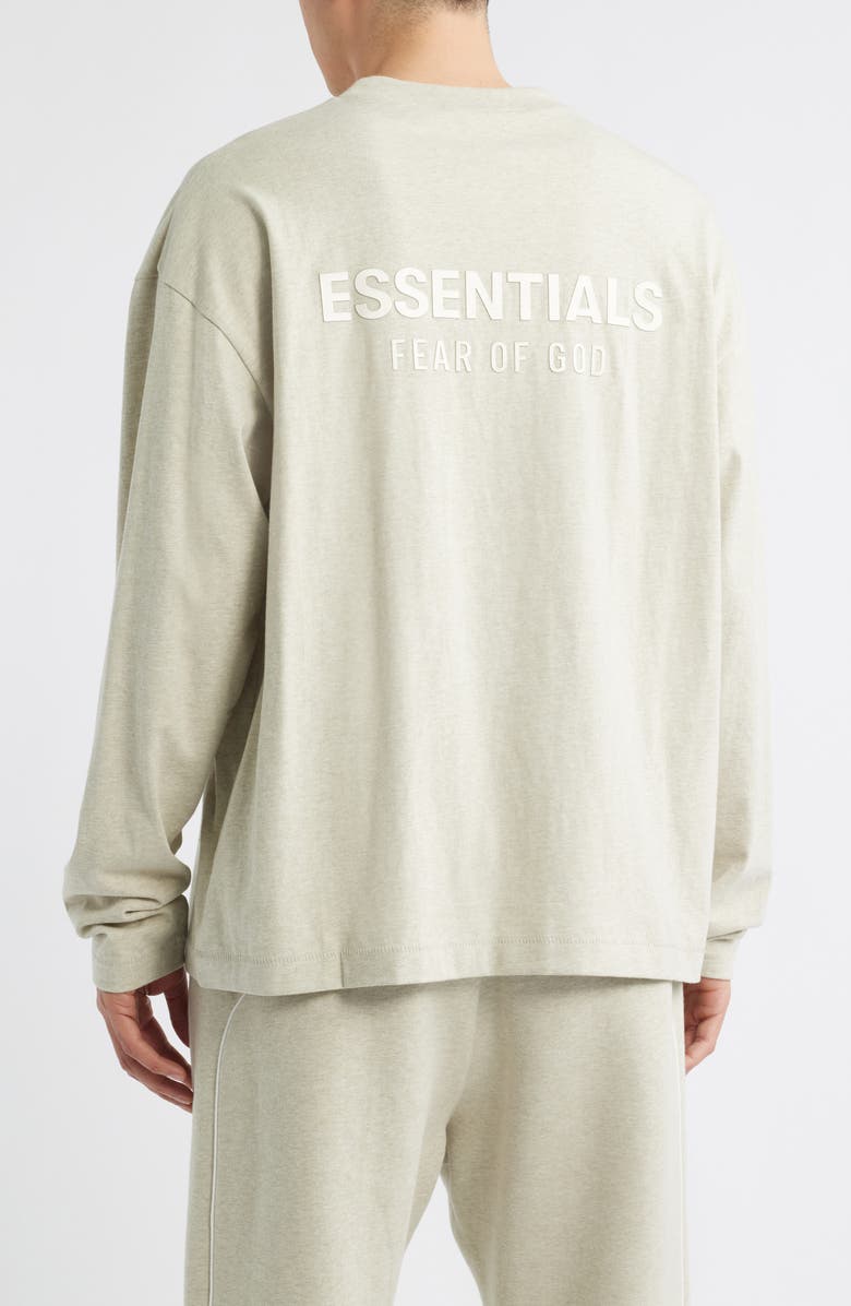 Fear of God Essentials Classic Fit Long Sleeve Logo Graphic T-Shirt, Alternate, color, Heather Stone