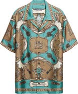 Dolce&Gabbana Cargo Print Washed Silk Twill Camp Shirt