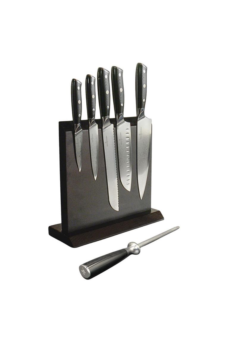 7 Piece Knife Set + Magnetic Board, Main, color, Black