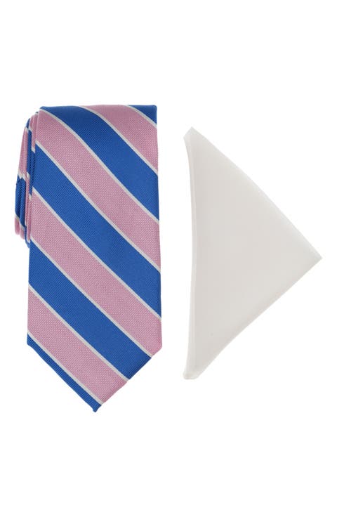 Striped Silk Tie & Pocket Square Boxed Set