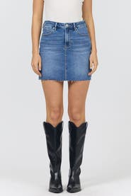 Dear John Quinn High Waist Raw Cut Denim Mini Skirt