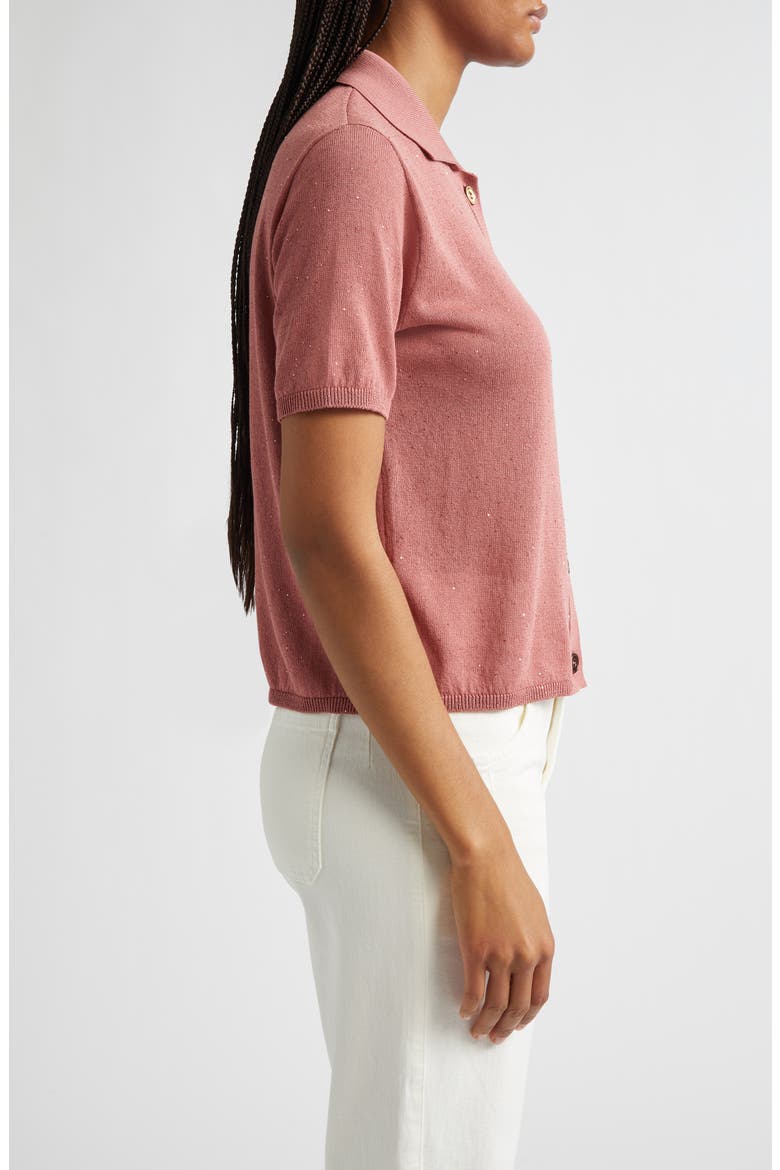 Micro Sequin Silk & Cotton Polo, Alternate, color, RASPBERRY