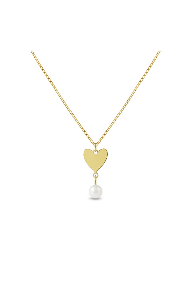In Season Jewelry 14k Heart Pearl Drop Girls Necklace, Main, color, White