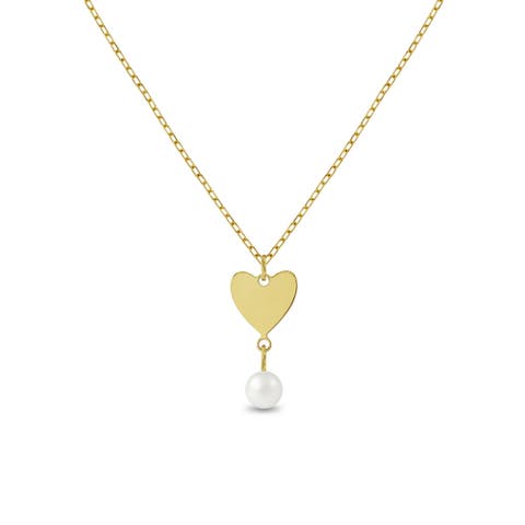 14k Heart Pearl Drop Girls Necklace