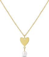 In Season Jewelry 14k Heart Pearl Drop Girls Necklace