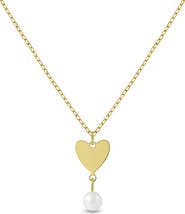 In Season Jewelry 14k Heart Pearl Drop Girls Necklace