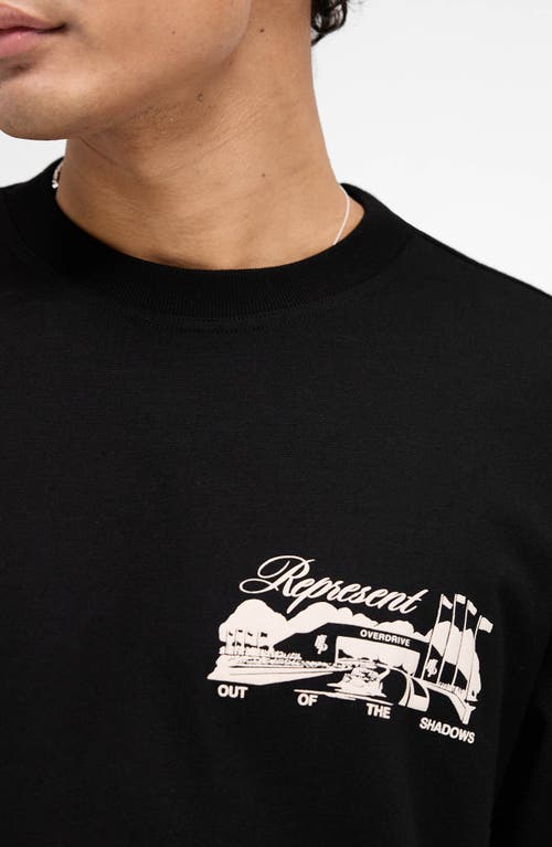 Represent Race Way Cotton Graphic T-shirt In Black