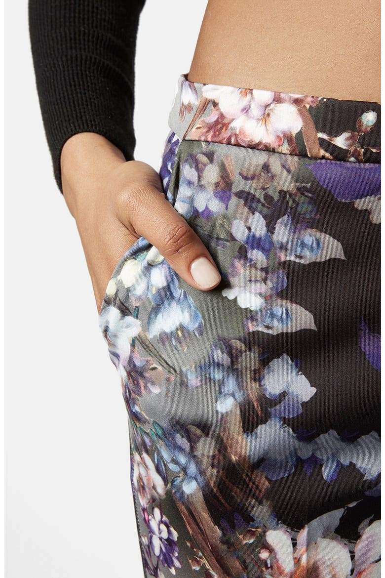 Floral Print Cigarette Trousers, Alternate, color, BLACK MULTI