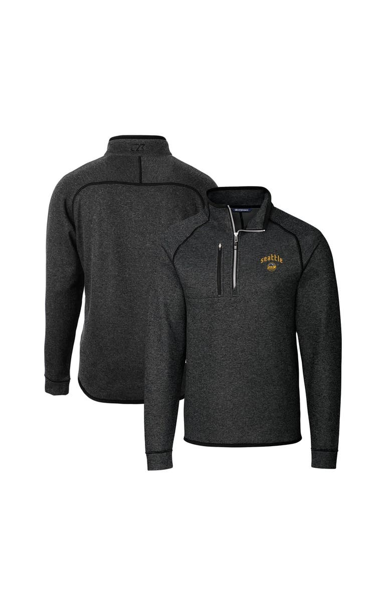 Cutter & Buck Men's Cutter & Buck Heather Charcoal Seattle Mariners City Connect Big & Tall Mainsail Sweater-Knit Half-Zip Pullover Jacket, Main, color, 