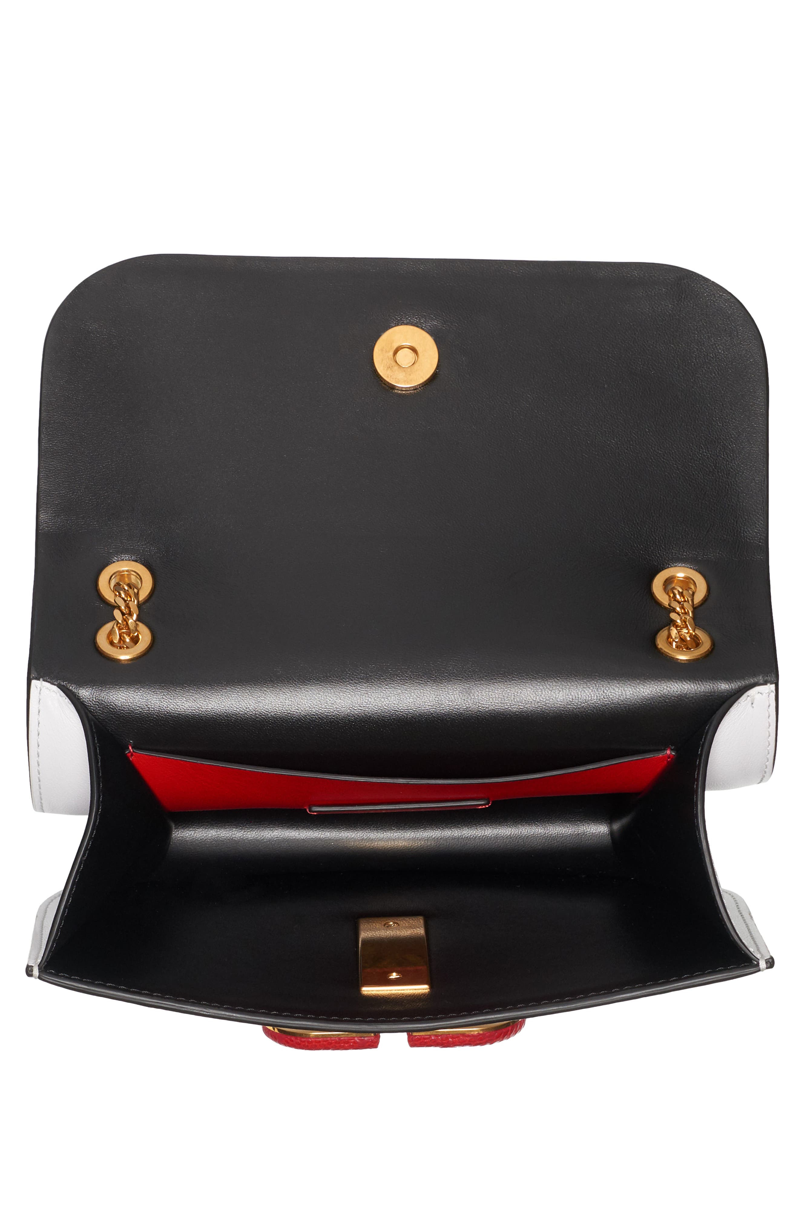 Small VLock Chain Calfskin Shoulder Bag, Alternate, color, BIANCO OTTICO/ ROUGE PUR
