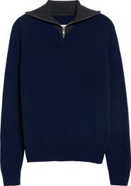 MM6 Maison Margiela Wool & Cotton Blend Half Zip Sweater