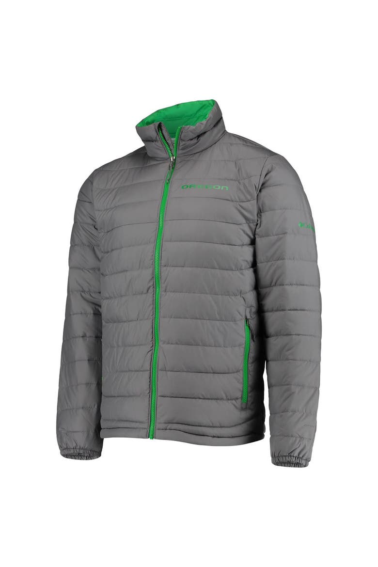 Men's Columbia Gray Oregon Ducks Powder Lite Omni-Heat Reflective Full-Zip Jacket, Alternate, color, Gray