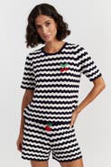 Chinti & Parker Cherry Crochet Tee