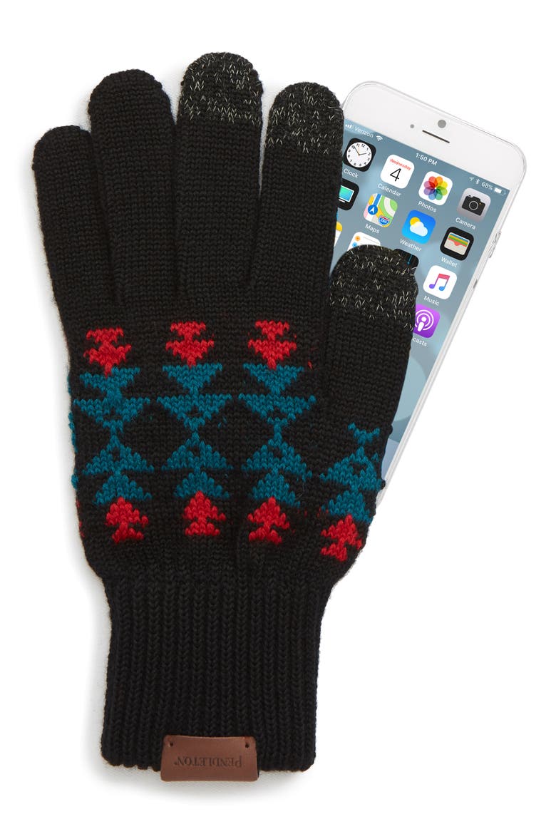 Jacquard Texting Gloves, Alternate, color, BLACK