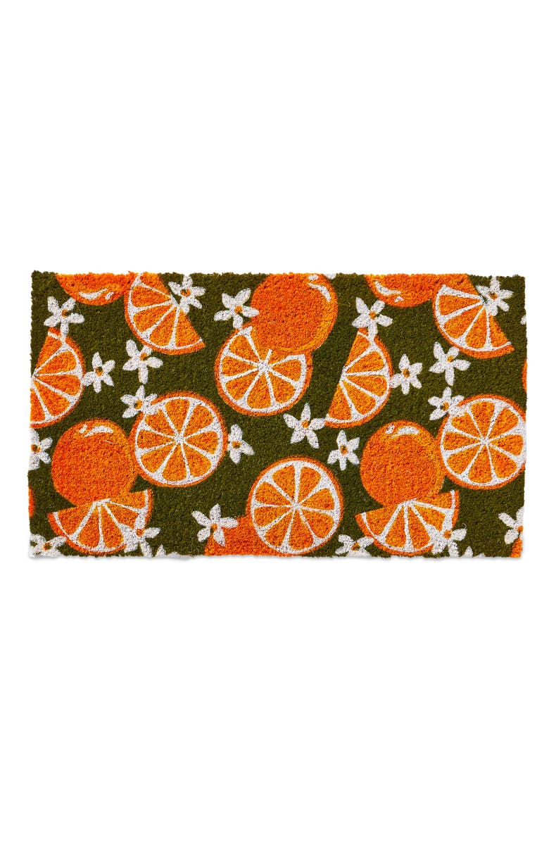 tag Oranges Coir Mat Rectangle Indoor Outdoor Welcome Mat, Main, color, Multicolored