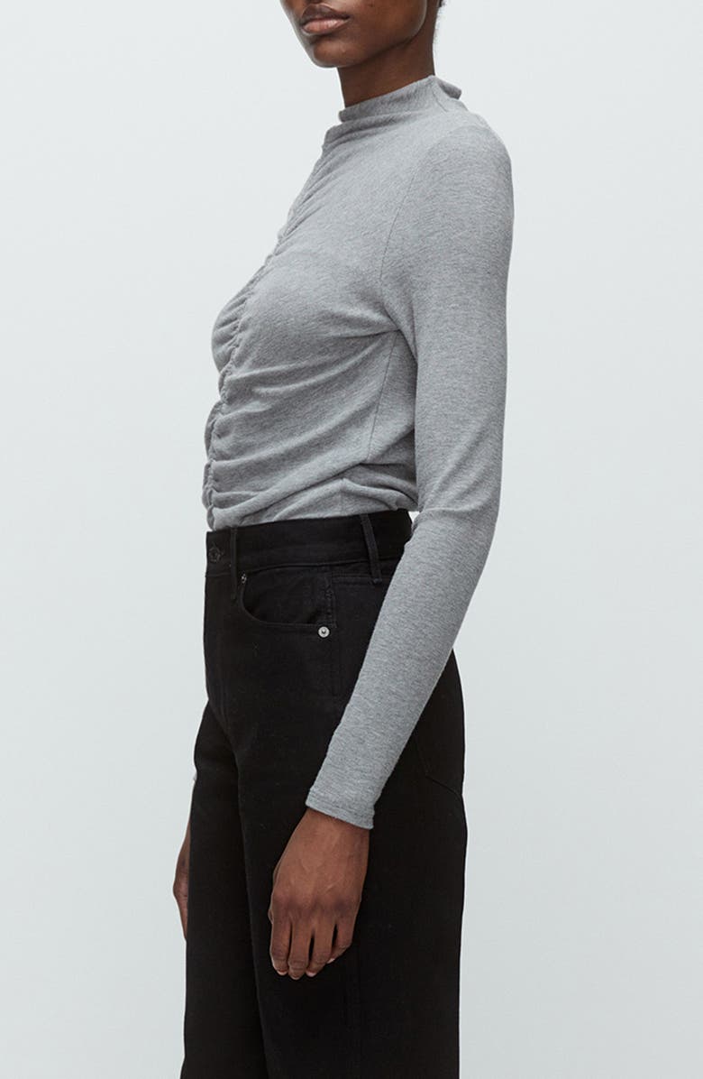 Veronica Beard Theresa Ruched Funnel Neck Top, Alternate, color, 