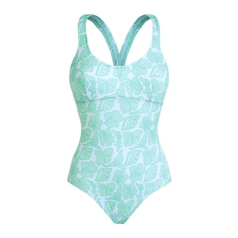Women Crossed Back Straps One-piece swimsuit Seashells