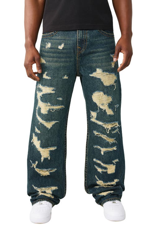 Vinny Destroyed Distressed Wide Leg Jeans (Rusted Denim Dark Wash) (Regular & Big)