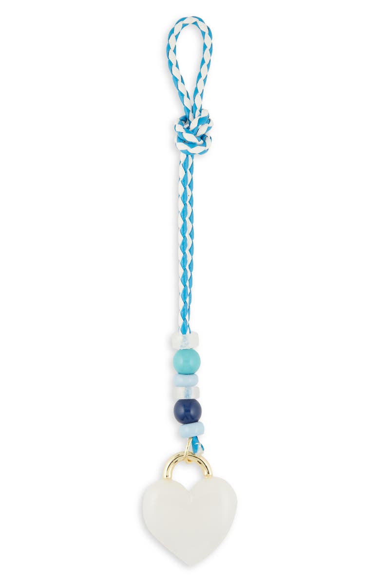 BaubleBar Heart Beaded Charm, Main, color, Blue