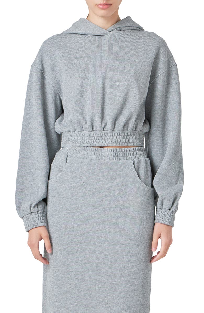 Grey Lab Crop French Terry Hoodie, Main, color, Heather Grey