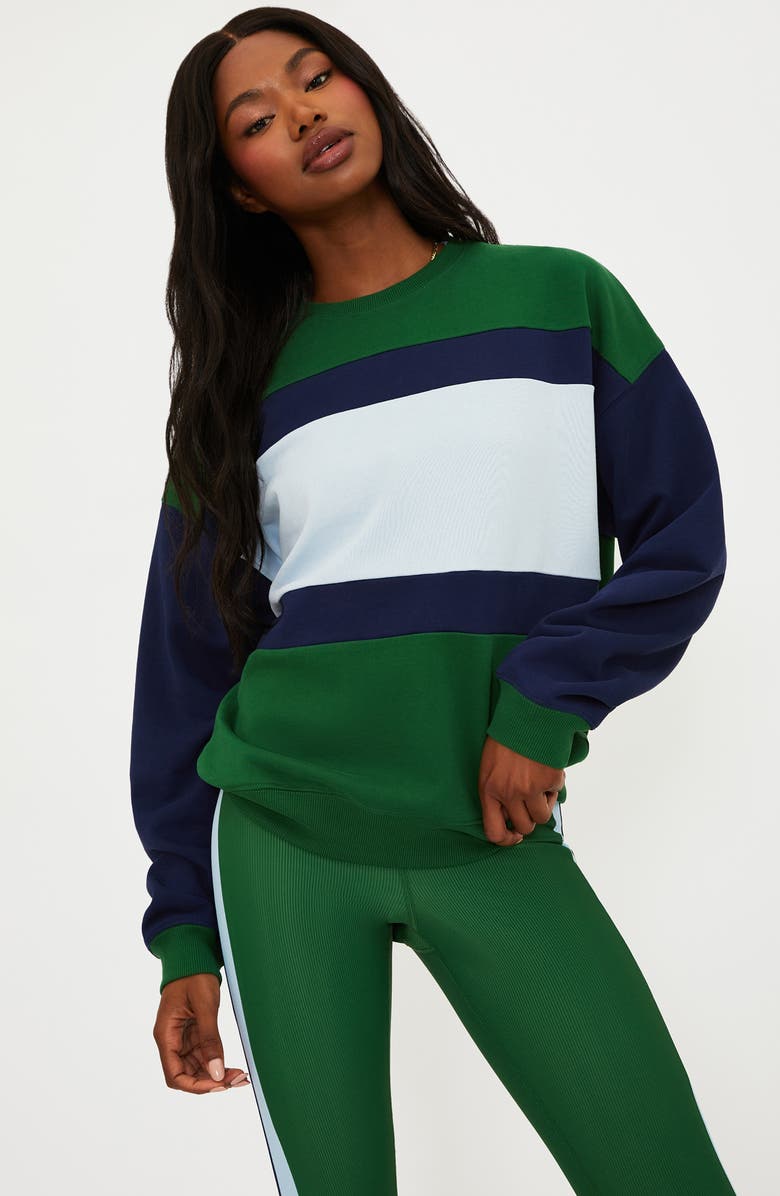 Beach Riot Devyn Oversize Sweatshirt, Alternate, color, Ivy Colorblock