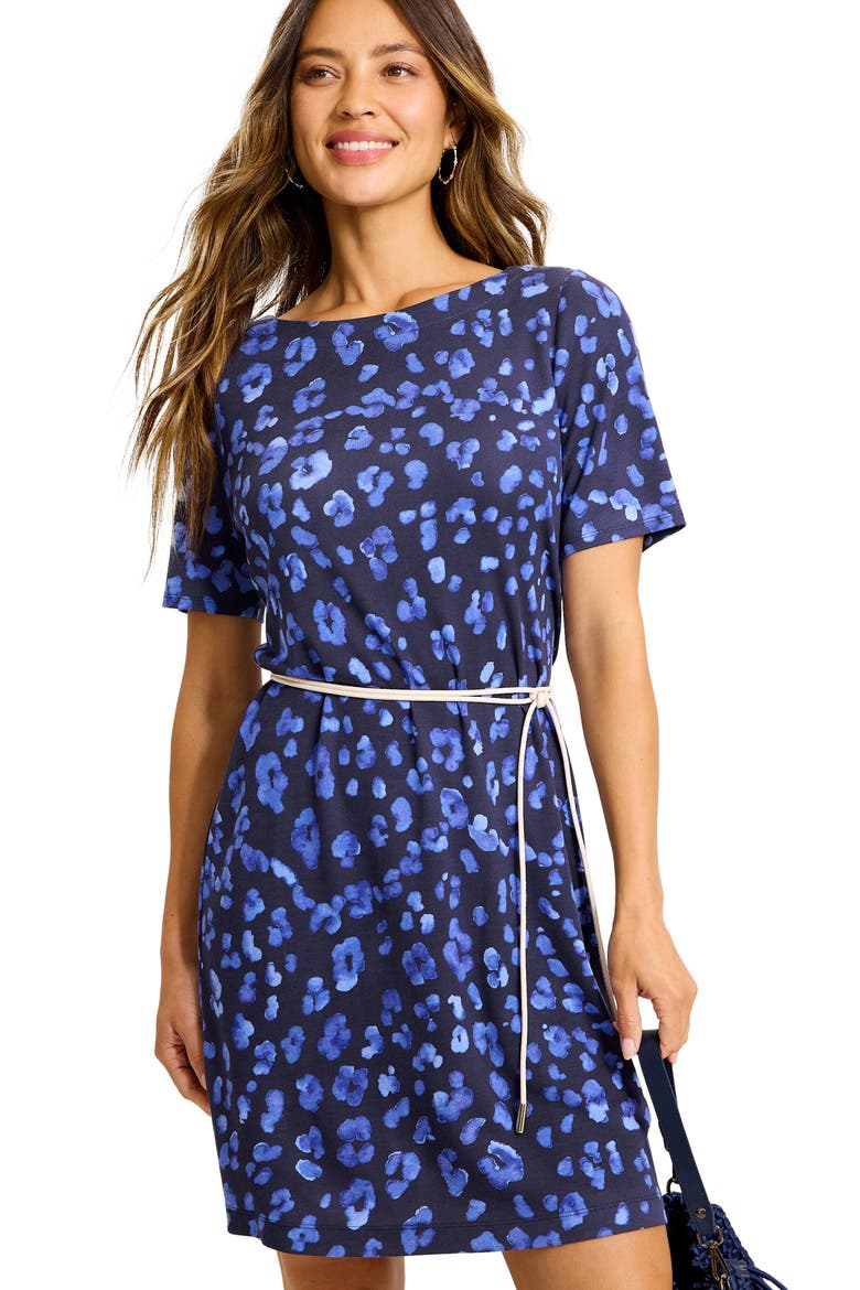 Darcy Lush Leopard Print Stretch Ponte Dress, Alternate, color, COASTLINE