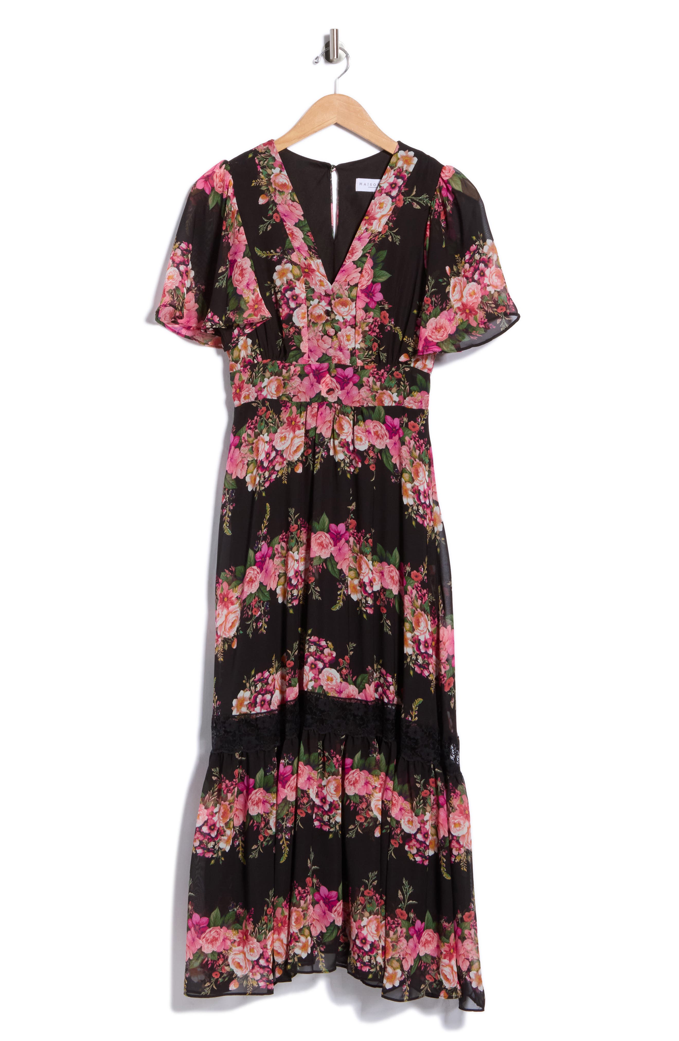 Floral Print Chiffon Midi Dress