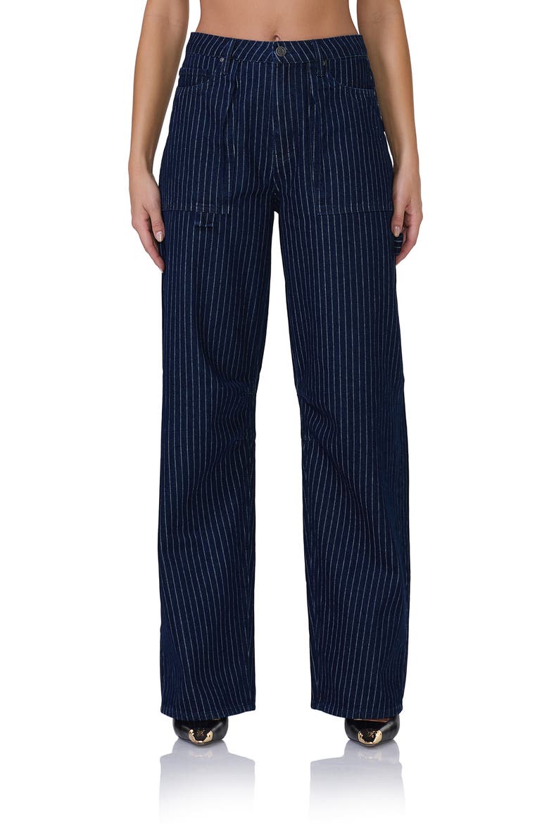 Rhett Pinstripe Wide Leg Carpenter Jeans, Main, color, DARK WASH