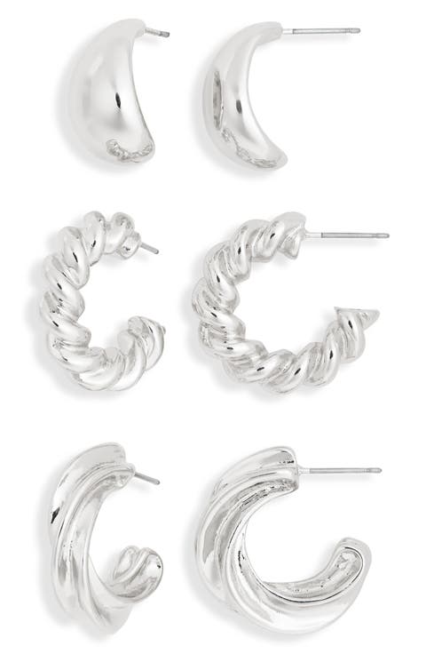 Set of 3 Twisted Hoop Earrings