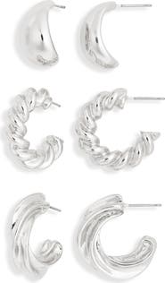 NORDSTROM RACK Set of 3 Twisted Hoop Earrings