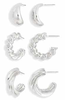 Set of 3 Twisted Hoop Earrings