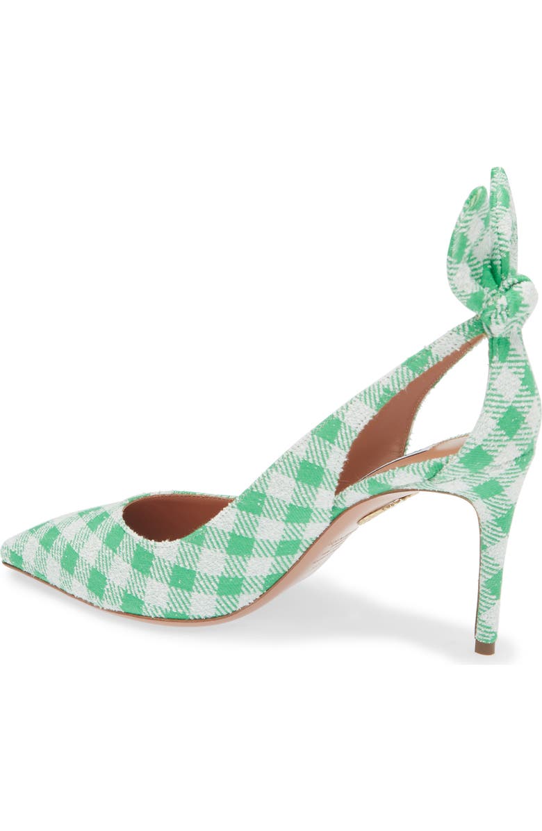 Aquazzura Gingham Bow Tie Pointed Toe Pump, Alternate, color, Palm Green
