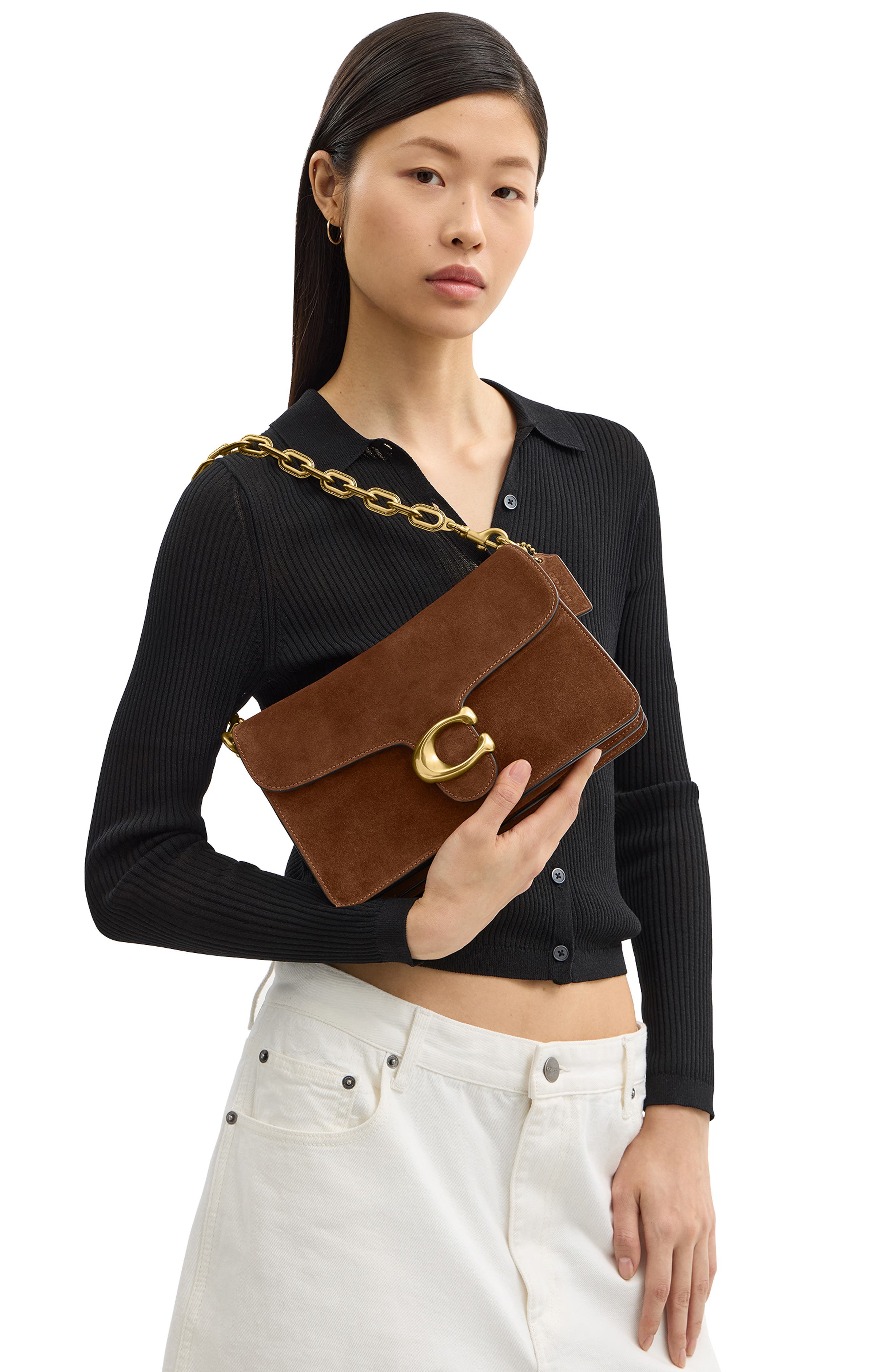 COACH Tabby Chain Suede Shoulder Bag, Alternate, color, 