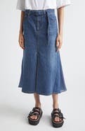 Sacai Belted Denim Midi Skirt