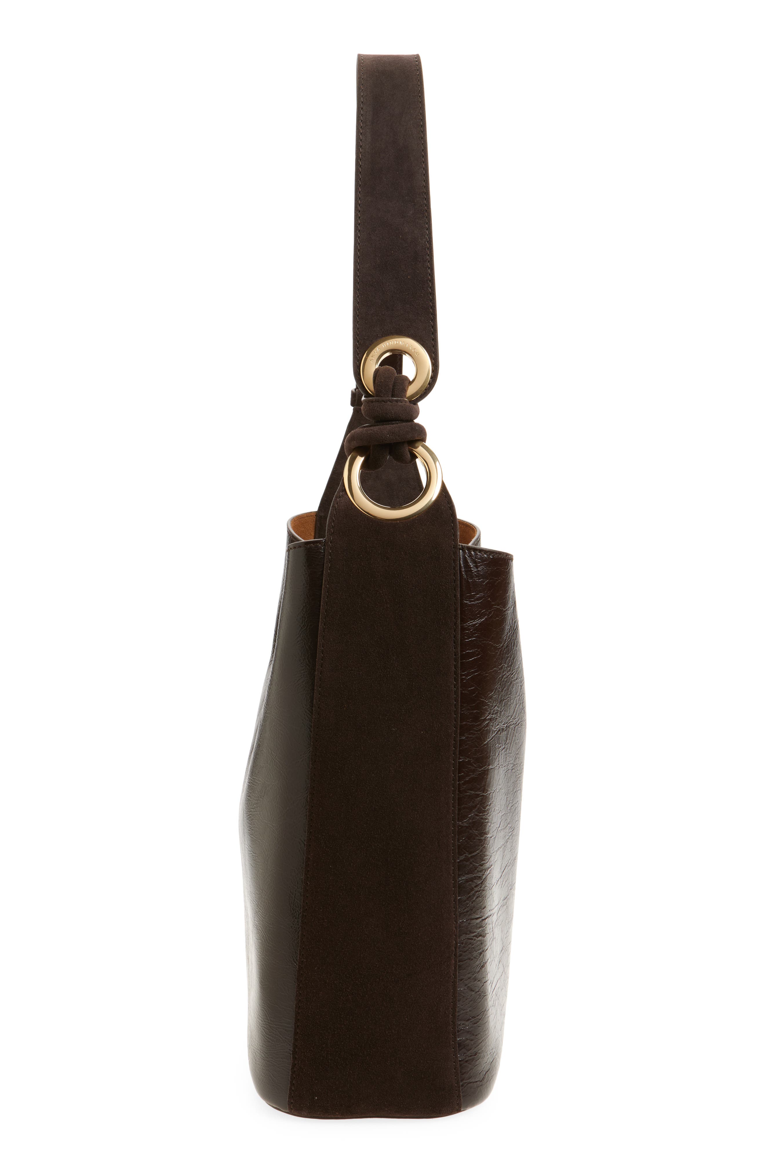 Anya Hindmarch Ringo Leather North/South Shoulder Bag, Alternate, color, Chocolate