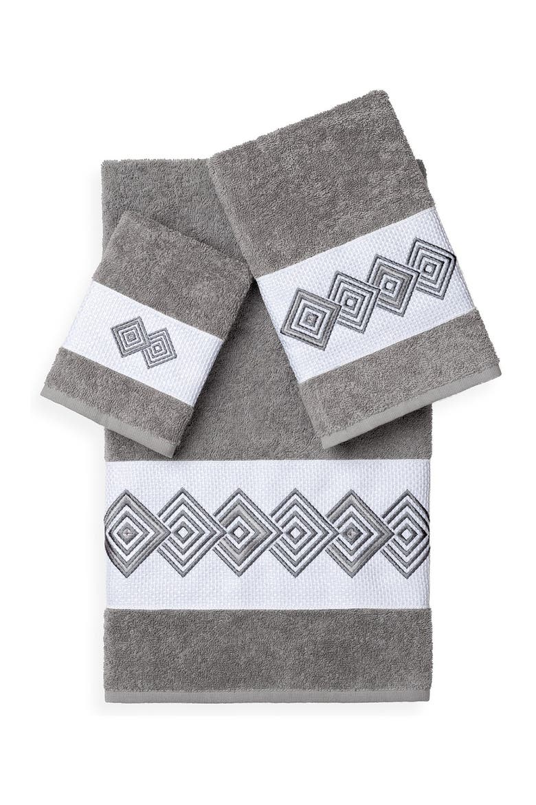Noah 3-Piece Embellished Towel Set - Teal, Alternate, color, DARK GREY
