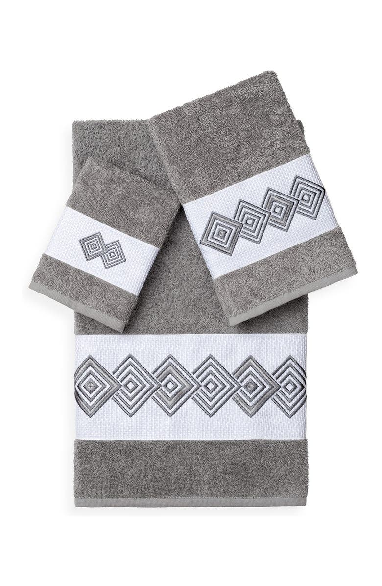 Linum Home Textiles Noah 3-Piece Embellished Towel Set - Teal, Alternate, color, Teal