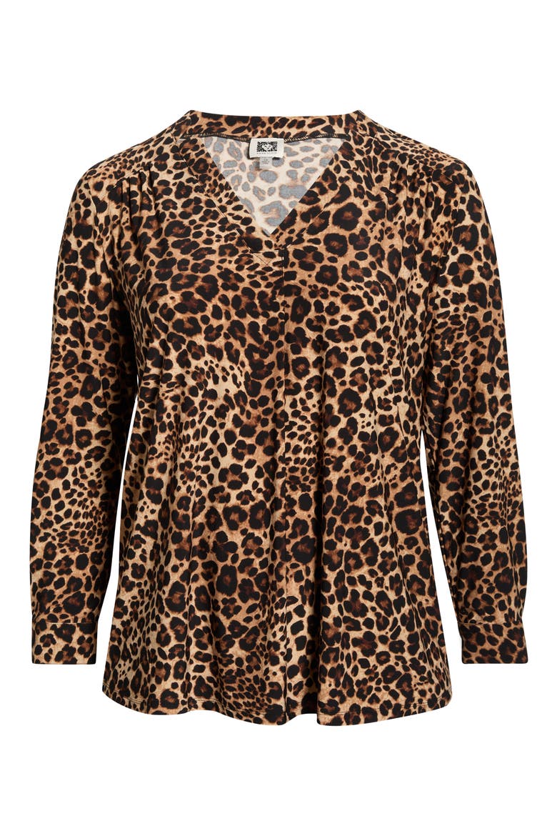 Print Split Neck Top, Alternate, color, ANNE BLACK MULTI