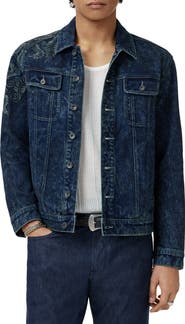 John Varvatos Anthony Embroidered Denim Trucker Jacket