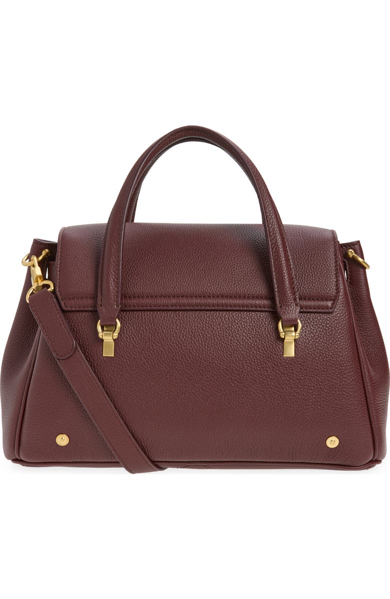 Thom Browne Small Bolton Soft Pebble Grain Leather Top Handle Bag, Alternate, color, Dark Burgundy