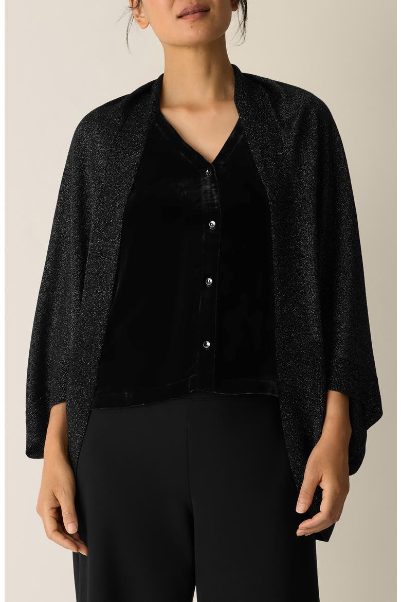 Metallic Merino Wool Blend Wrap, Main, color, BLACK