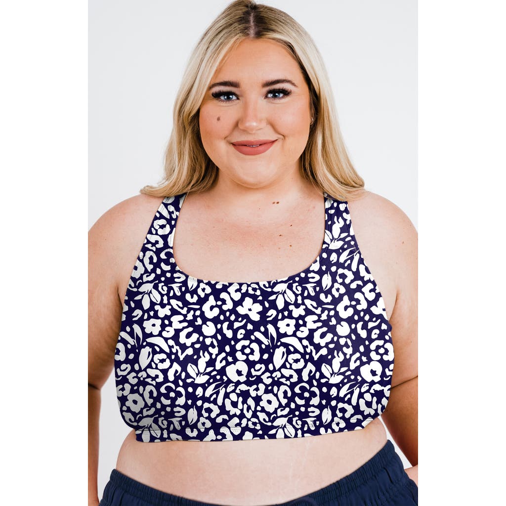 Calypsa Plus Size Racerback Swim Bra With Removable Cups In Black
