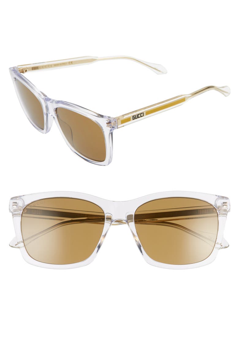 56mm Square Sunglasses, Main, color, CRYSTAL