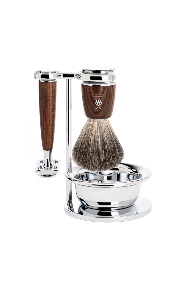 Rytmo Steamed Ash 4-Piece Pure Badger & Safety Razor Shaving Set, Main, color, Steamed Ash