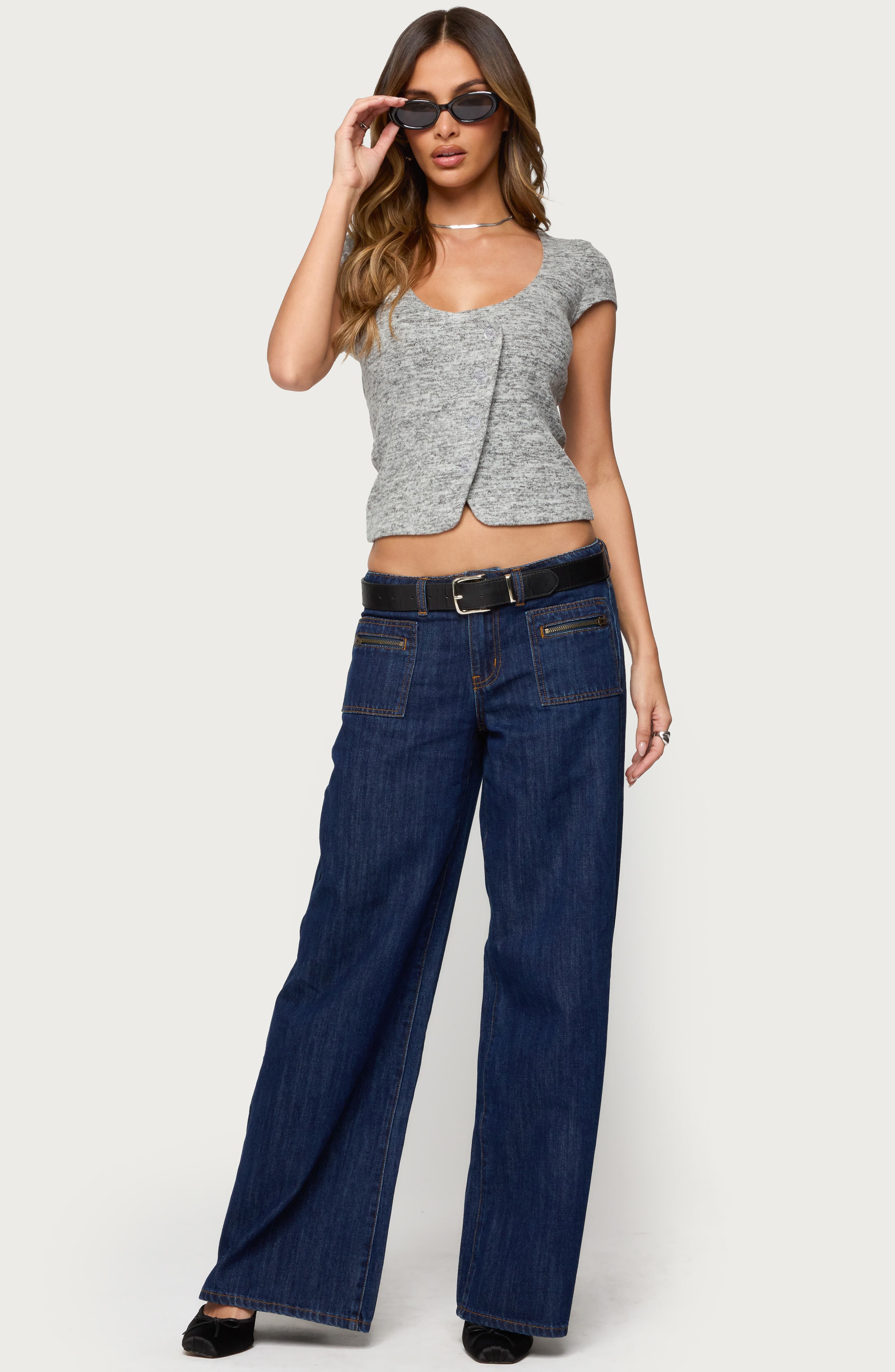 Blaunca Asymmetric Crop Knit Top - image 2
