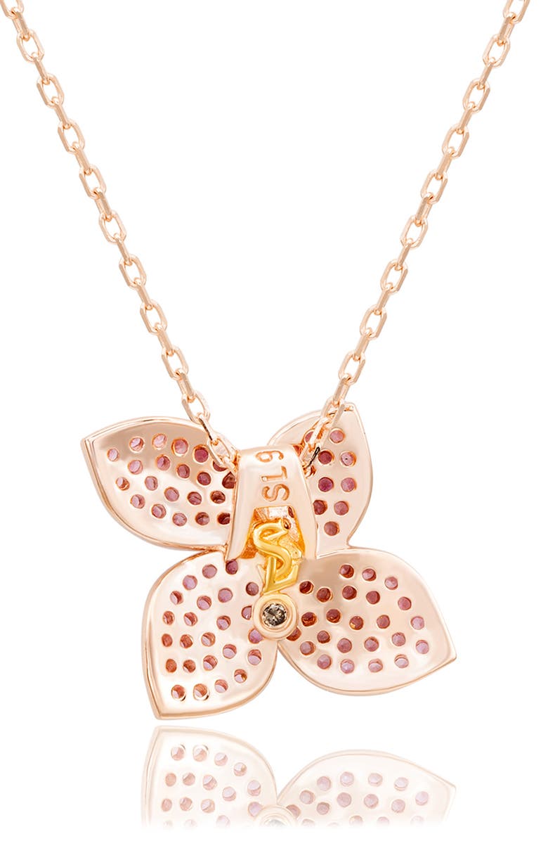 SUZY LEVIAN Pink Sapphire with Diamond Accent Flower Pendant Necklace, Alternate, color, Pink